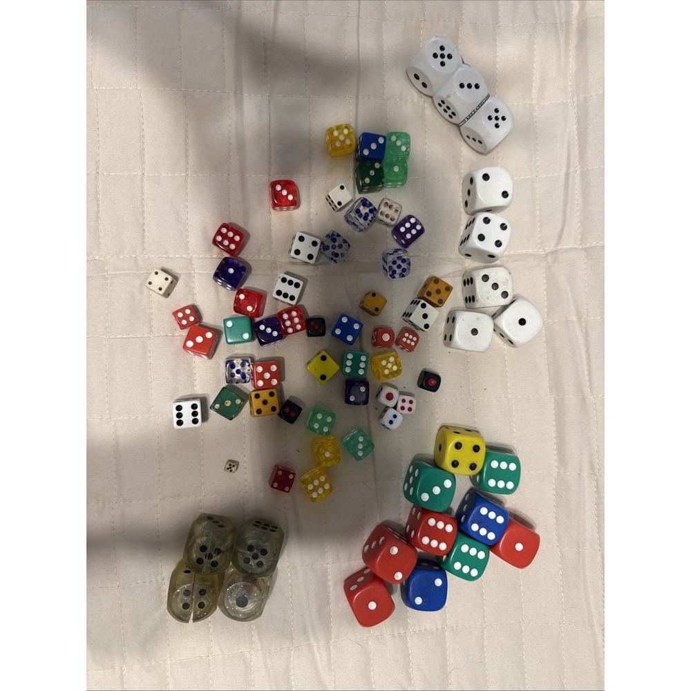 Unbranded Vintage Dice Lot 69 Piece Mixed Size Multicolor Good Tabletop Games